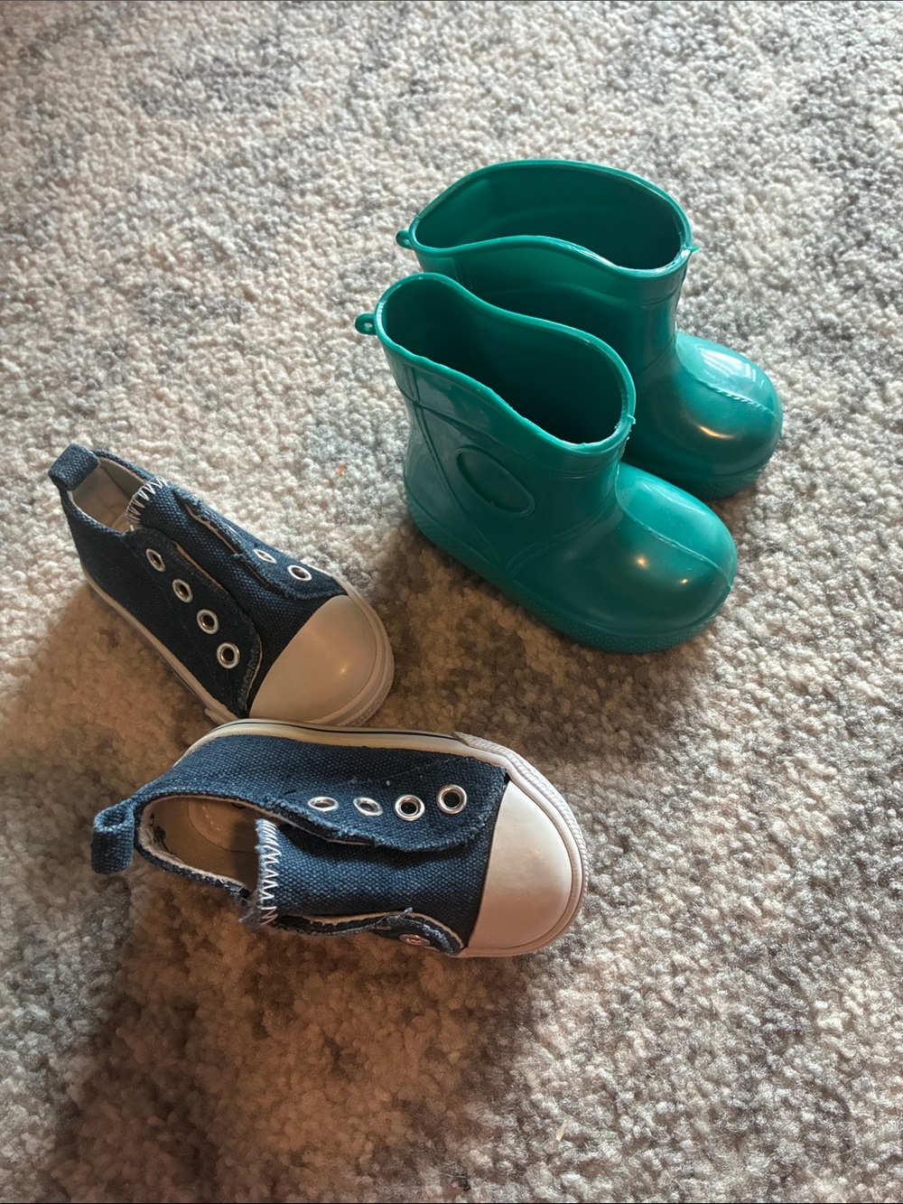 Koala Kids Teal Rain Boots with Navy Slip-On Sneakers Set